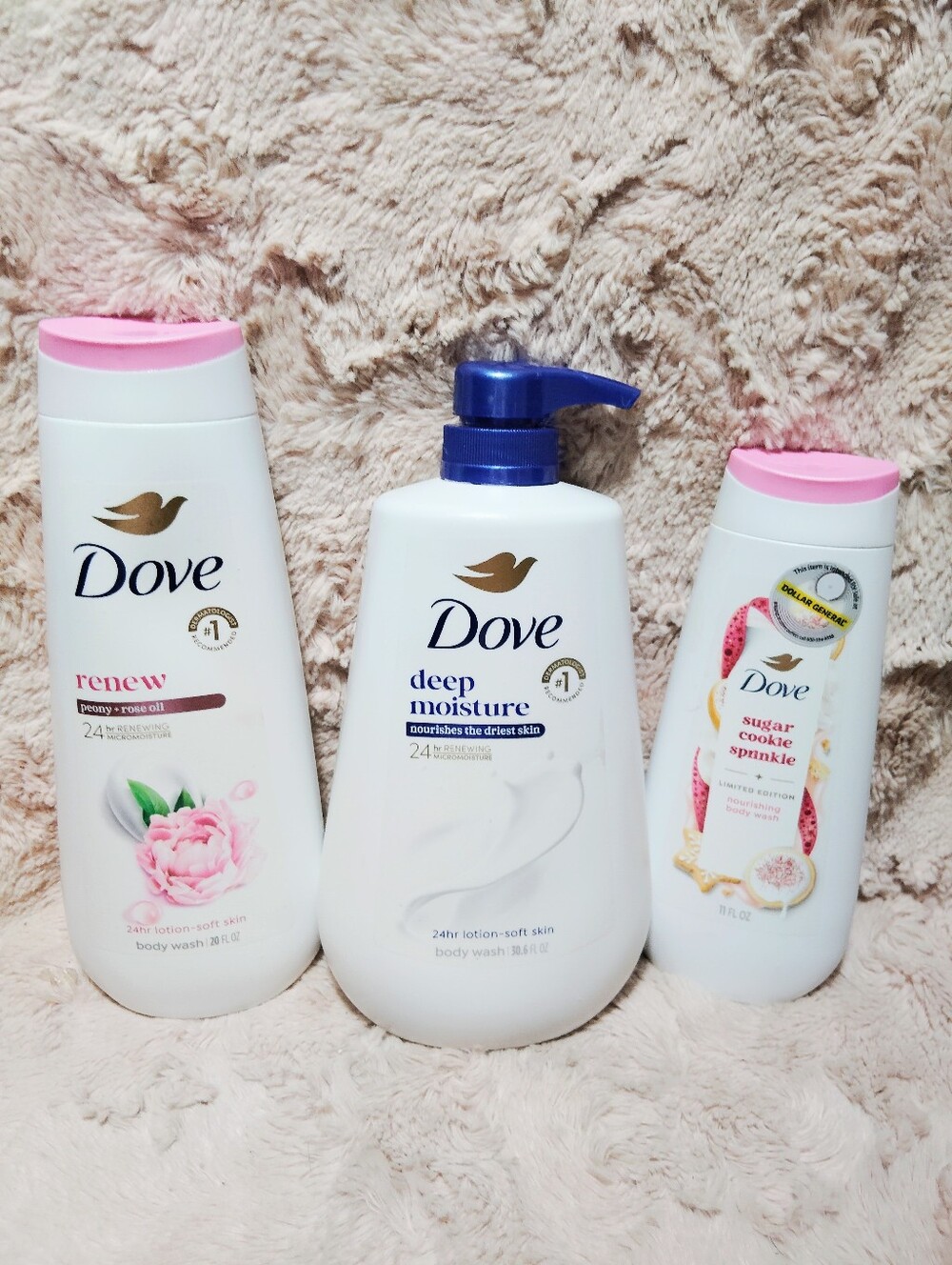 BUNDLE OF 3!! Dove Body Wash, Renew, Deep Moisture, & Sugar Cookie. NEW!